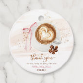 Coffee baby shower Is Brewing bow Bedankjes Labels (Voorkant)