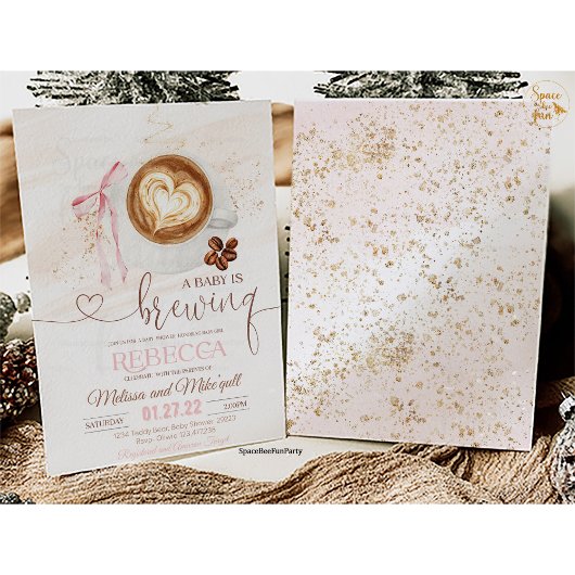 Coffee baby shower Is Brewing bow Kaart
