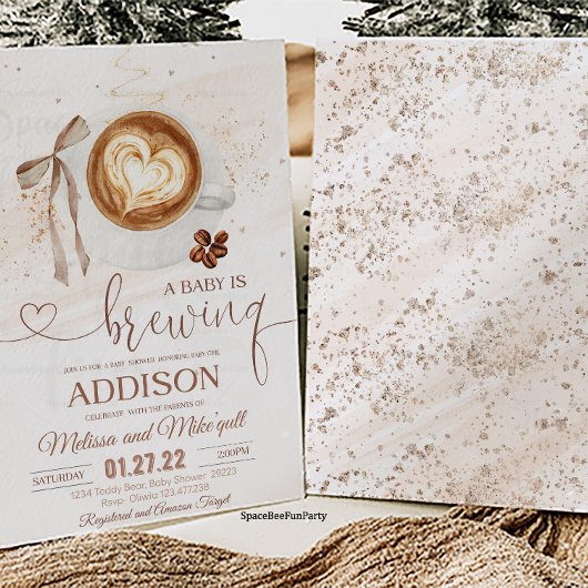 Coffee baby shower Is Brewing  bow Kaart