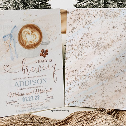 Coffee baby shower Is Brewing  bow Kaart