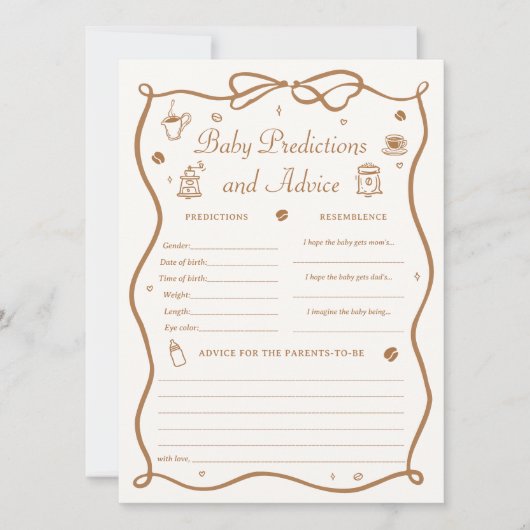 Coffee Baby Shower Predicitons Game Card Kaart (Voorkant)