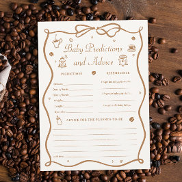 Coffee Baby Shower Predicitons Game Card Kaart