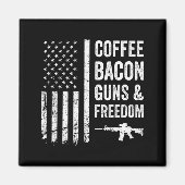 Coffee Bacon Guns &amp; Dom - Bbq Grill Funny Gun  Magneet (Voorkant)