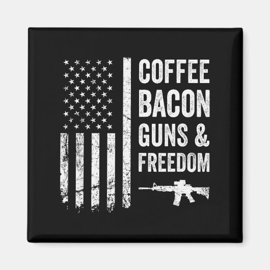 Coffee Bacon Guns &amp; Dom - Bbq Grill Funny Gun  Magneet (Voorkant)