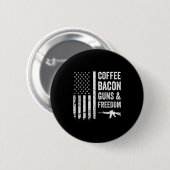 Coffee Bacon Guns & Dom - Bbq Grill Funny Gun Ronde Button 5,7 Cm (Voorkant /achterkant)