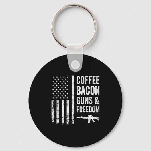 Coffee Bacon Guns & Dom - Bbq Grill Funny Gun Sleutelhanger (Voorkant)