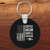 Coffee Bacon Guns & Dom - Bbq Grill Funny Gun Sleutelhanger (Voorkant)