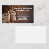 Coffee Bag of Beans on Wooden Tables Visitekaartje (Voorkant / Achterkant)