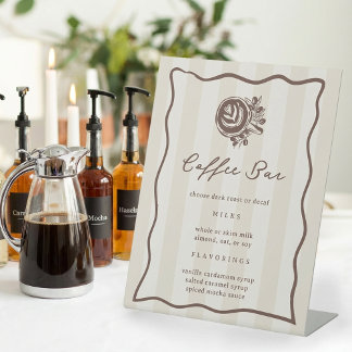 Coffee Bar, Cafe Drink Menu Sign Reclamebord Met Voetstuk