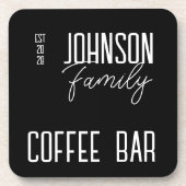 Coffee Bar Familienaam Zwart en Wit Bier Onderzetter (Voorkant)