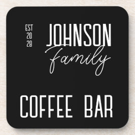 Coffee Bar Familienaam Zwart en Wit Bier Onderzetter