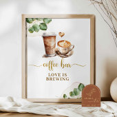 Coffee Bar Love is Brewing Party Sign beroemd gema Poster