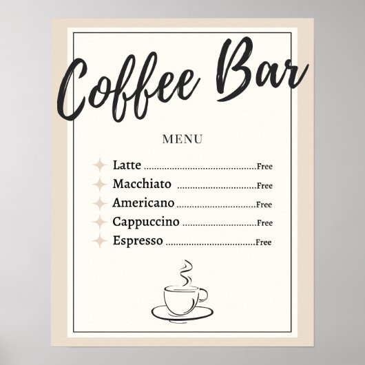 Coffee Bar Poster/Print (Ongekaderd) - 40x50cm Poster (Voorkant)
