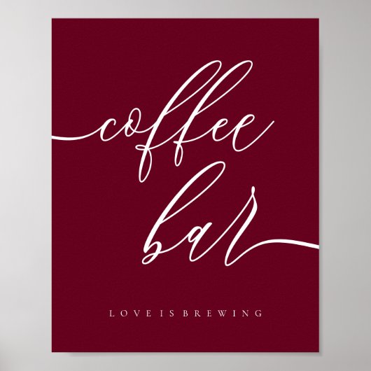 Coffee Bar Simple Burgundy Poster (Voorkant)