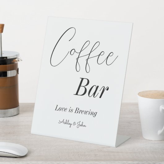 Coffee Bar Zwart Witte Trouwfeest Bruiloft  Reclamebord Met Voetstuk (Insitu)