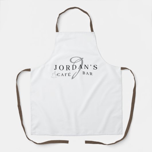 Coffee Barista Cafe Custom White Long Apron Schort (Voorkant)