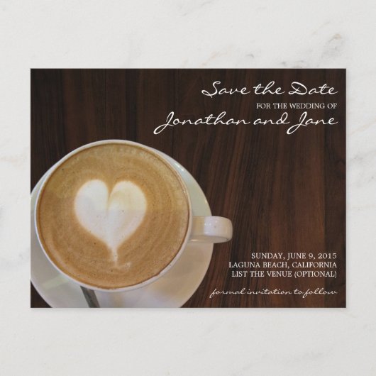 Coffee Barrista Cafe Latte Wedding Save the Date Aankondigingskaart (Voorkant)
