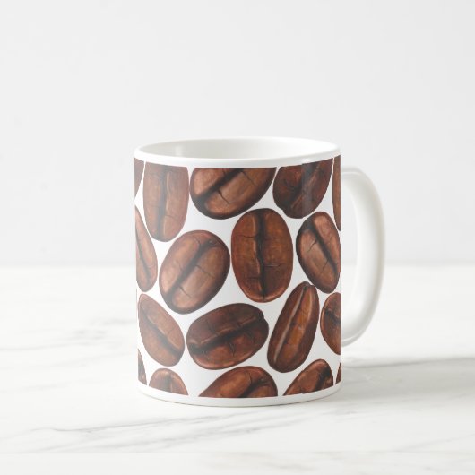 Coffee Bean Bliss Mok, Witte koffie mok (Voorkant rechts)