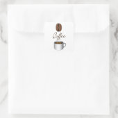 Coffee Bean Cup Vierkante Sticker (Tas)