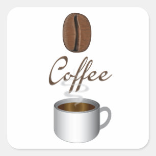 Coffee Bean Cup Vierkante Sticker
