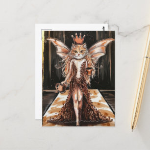 Coffee Bean Dress Cat Fairy bij Mode Show Briefkaart