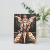 Coffee Bean Dress Cat Fairy bij Mode Show Briefkaart (Staand voorkant)