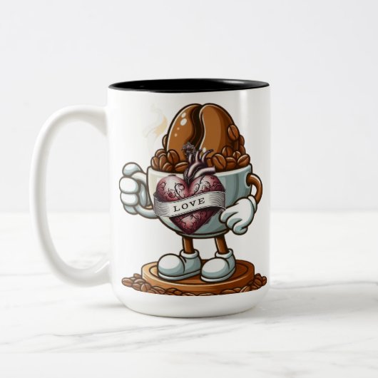 Coffee Bean en Heart of Love Coffee Mok (Links)