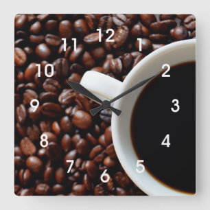 Coffee Bean Kitchen Wall Clock Vierkante Klok