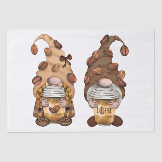 Coffee Bean Latte Gnomes Decoupage Tissuepapier (Voorkant)