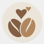 Coffee Bean Love Sticker – Schattige Café Design (Voorkant)