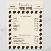 Coffee Bean Merk Zakelijk Professioneel Menu (Voorkant)