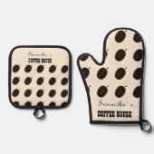 Coffee Bean Merk Zakelijk Professioneel  Ovenwant & Pannenlap Set (Voorkant)