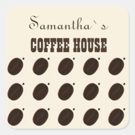 Coffee Bean Merk Zakelijk Professioneel Vierkante Sticker