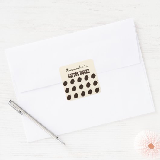 Coffee Bean Merk Zakelijk Professioneel Vierkante Sticker (Envelop)