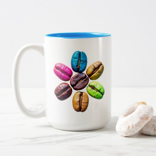 Coffee Bean Mug Tweekleurige Koffiemok (Met donut)