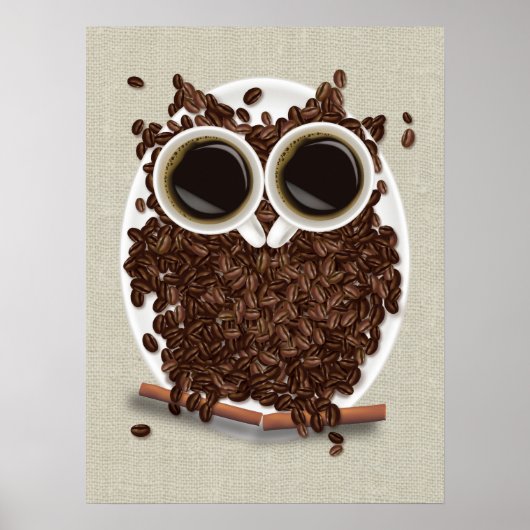 Coffee Bean Owl Poster Art (Voorkant)