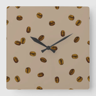 Coffee Bean Pattern Vierkante Klok