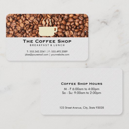 Coffee Bean Pile | Coffee Cup Logo Visitekaartje (Voorkant / Achterkant)