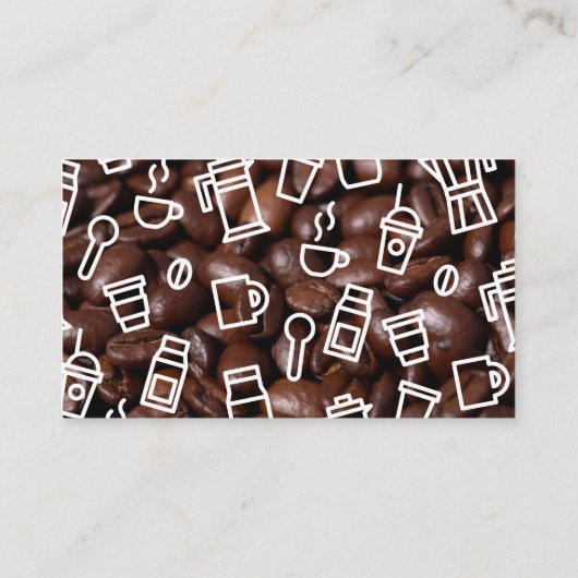 Coffee Beans Coffee Drink Pattern Visitekaartje (Achterkant)