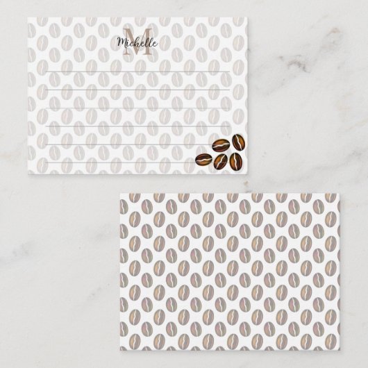 Coffee Beans Coffee Lover Lined Monogram Notitiekaartje (Voorkant / Achterkant)