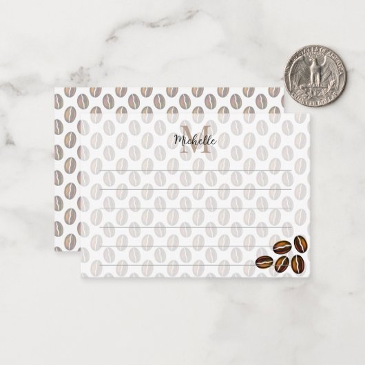 Coffee Beans Coffee Lover Lined Monogram Notitiekaartje (Voorkant / Achterkant in situ)