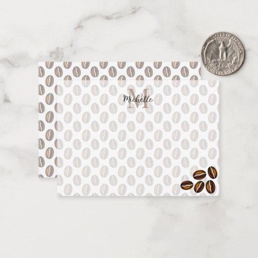 Coffee Beans Coffee Lover Monogram Notitiekaartje (Voorkant / Achterkant in situ)