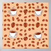 Coffee Beans Cups Cozy Pattern Poster (Voorkant)