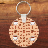 Coffee Beans Cups Cozy Pattern Sleutelhanger (Voorkant)