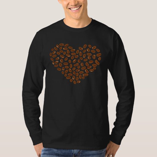 Coffee Beans Heart Caffeine drink cup T-shirt (Voorkant)