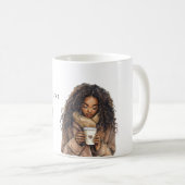 Coffee Beans Heart Cream Brown Female Koffiemok (Voorkant rechts)