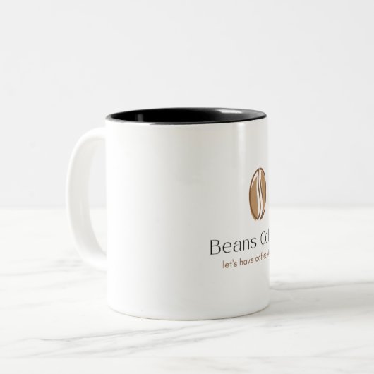 Coffee Beans Mug – Let’s Have a Coffee With Us Tweekleurige Koffiemok (Voorkant links)