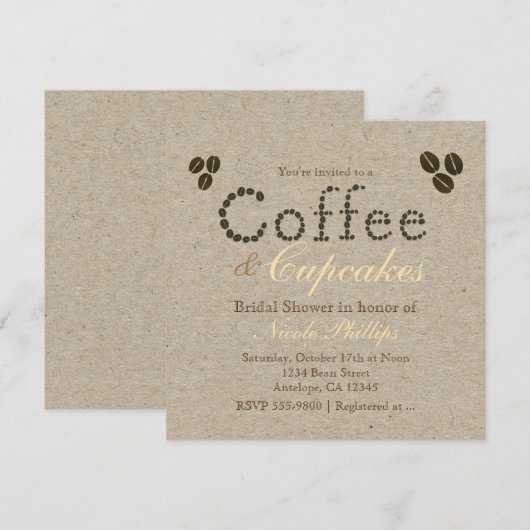 Coffee Beans Natural Rustic ANY EVENT Uitnodiginge Kaart (Voorkant / Achterkant)