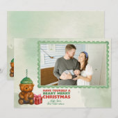 Coffee Bear "Beary Merry Christmas" Photo Card Feestdagenkaart (Voorkant / Achterkant)