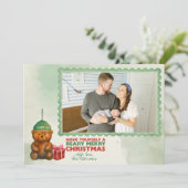 Coffee Bear "Beary Merry Christmas" Photo Card Feestdagenkaart (Staand voorkant)